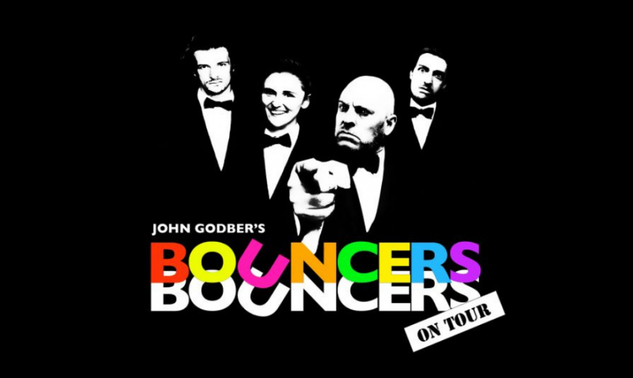 Bouncers stencil with a multicoloured title treatment.